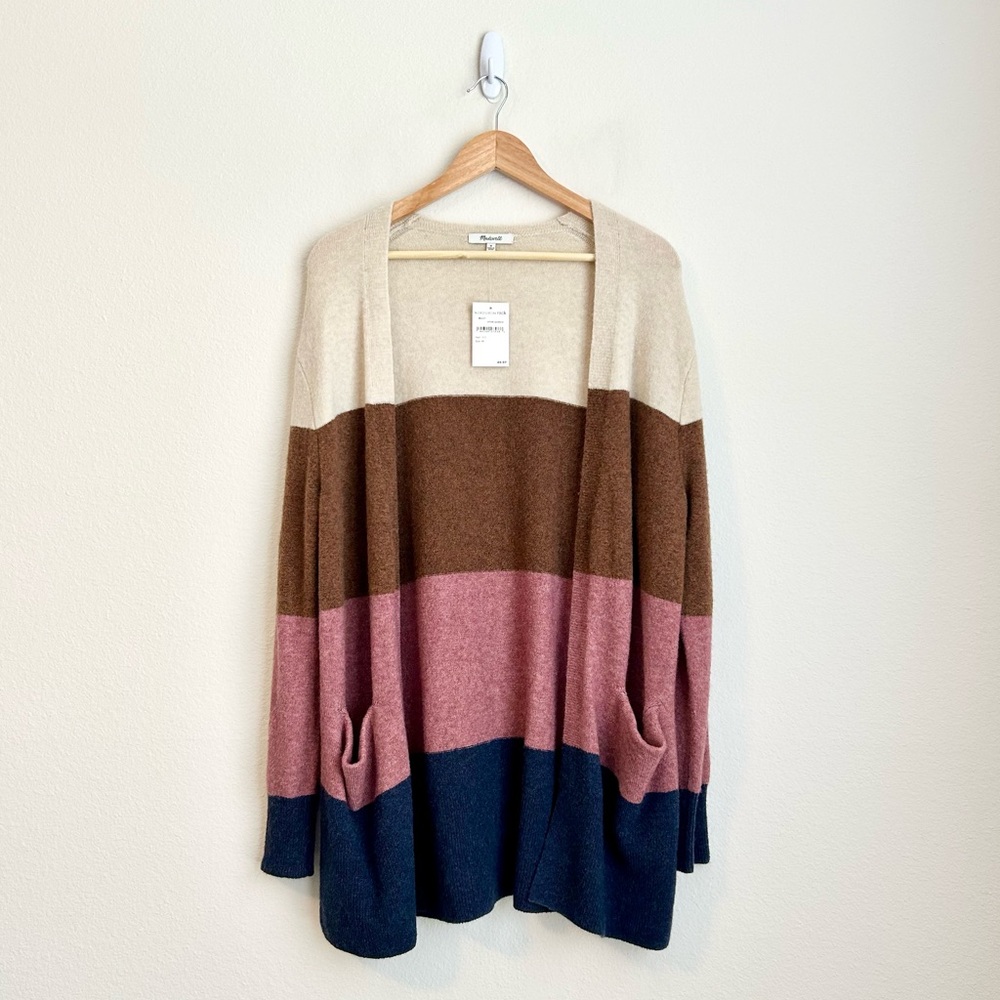 NWT Madewell Stripe Walker Print Cozy Short Cardigan Merino Wool Alpaca, Size M